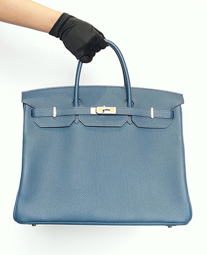 Birkin 40 Togo Leather in Bleu De Prusse, £8,750, Handbags, Blue, Front view